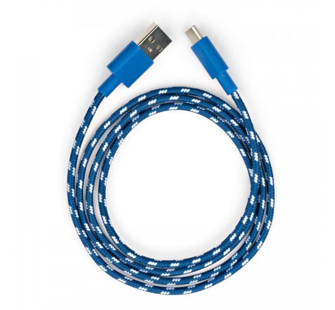 Дата кабель USB 2.0 AM to USB-C 1.0m 2color nylon blue Vinga (VCPDCTCNB31B)