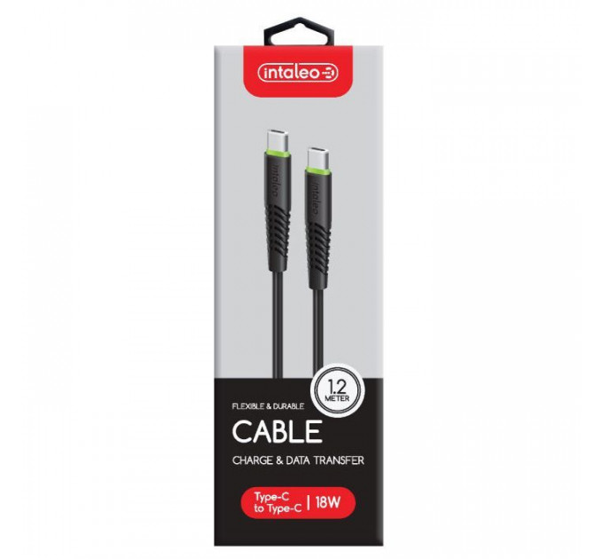 Дата кабель USB-C to USB-C 1.2m 18W black Intaleo (1283126501296)