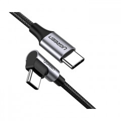 Дата кабель USB-C to USB-C 1.0m US255 Angled 3A (Gray\\Black) Ugreen (50123)