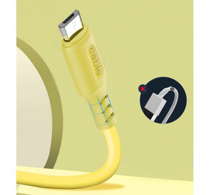 Дата кабель USB 2.0 AM to Micro 5P 1.0m soft silicone yellow ColorWay (CW-CBUM043-Y)