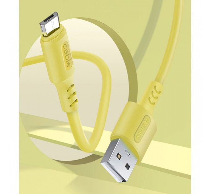 Дата кабель USB 2.0 AM to Micro 5P 1.0m soft silicone yellow ColorWay (CW-CBUM043-Y)
