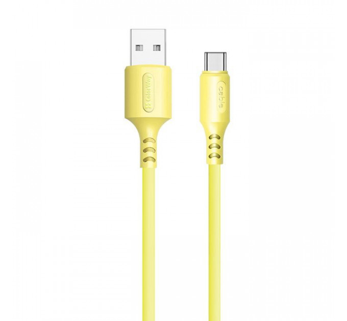 Дата кабель USB 2.0 AM to USB-C 1.0m soft silicone yellow ColorWay (CW-CBUC043-Y)