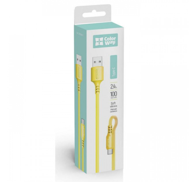 Дата кабель USB 2.0 AM to USB-C 1.0m soft silicone yellow ColorWay (CW-CBUC043-Y)