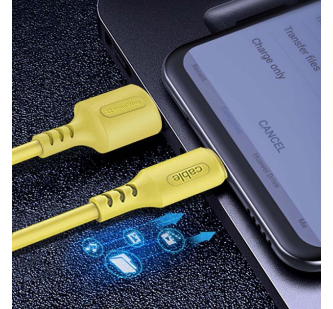 Дата кабель USB 2.0 AM to USB-C 1.0m soft silicone yellow ColorWay (CW-CBUC043-Y)