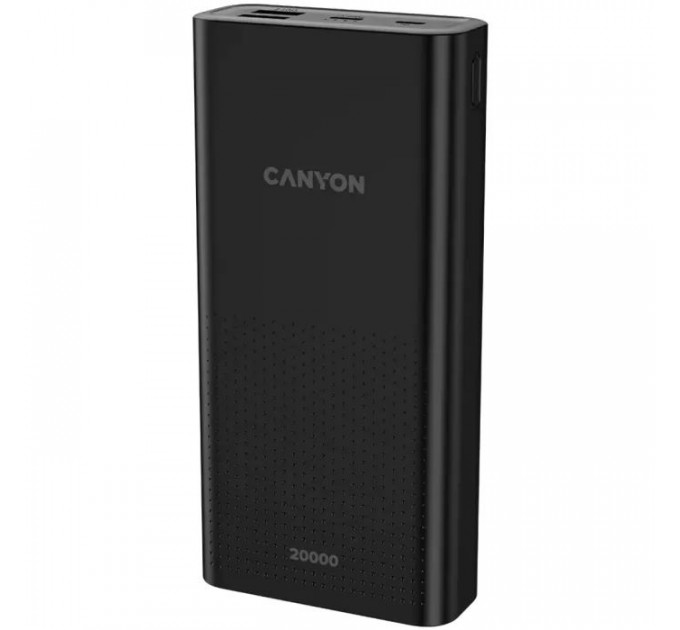 Батарея універсальна Canyon 20000mAh, Input 5V\/2A, Output 5V\/2.1A(Max), Black (CNE-CPB2001B)