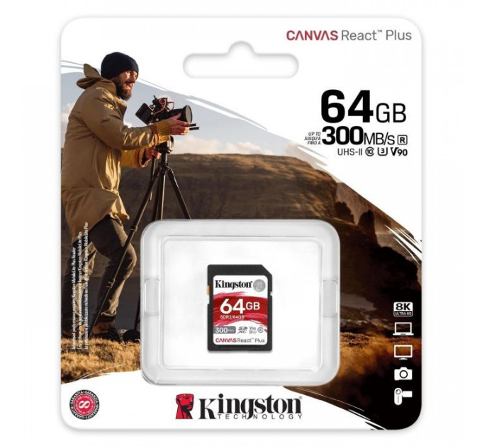Карта пам/'яті Kingston 64GB class 10 UHS-II U3 Canvas React Plus (SDR2\/64GB)