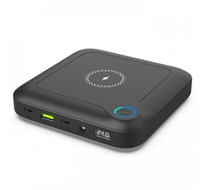 Батарея універсальна PowerPlant 24000mAh, PD\/60W, DC 12-24V 9 connectors, QC\/3.0, USB-C*2, USB-A, Wireless (PB930463)