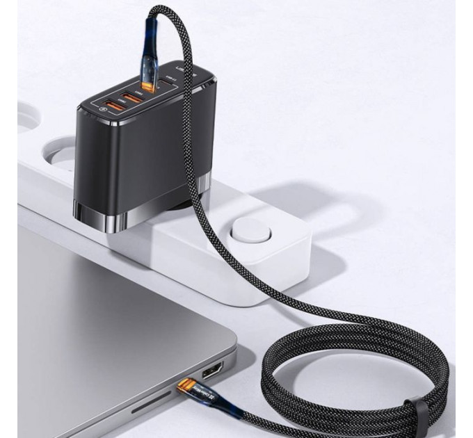 Дата кабель USB-C to USB-C 1.2m 5A 100W transparent head ColorWay (CW-CBPDCC053-BK)