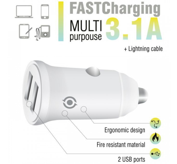 Зарядное устройство для Piko CC-312 (2USB3,1A) + Lightning cable (1283126538810)