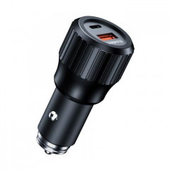 Зарядний пристрій Choetech car USB-A\/USB-C 63W QC3.0\/PD\/PPS black (TC0010-BK)
