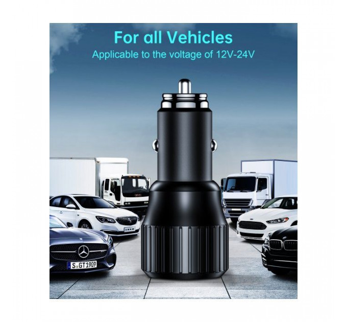 Зарядний пристрій Choetech car USB-A\/USB-C 63W QC3.0\/PD\/PPS black (TC0010-BK)