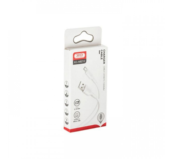 Дата кабель USB 2.0 AM to Micro 5P 1.0m NB212 2.1A White XO (XO-NB212m-WH)