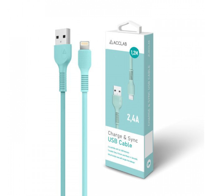 Дата кабель USB 2.0 AM to Lightning 1.2m AL-CBCOLOR-L1MT Mint ACCLAB (1283126518195)