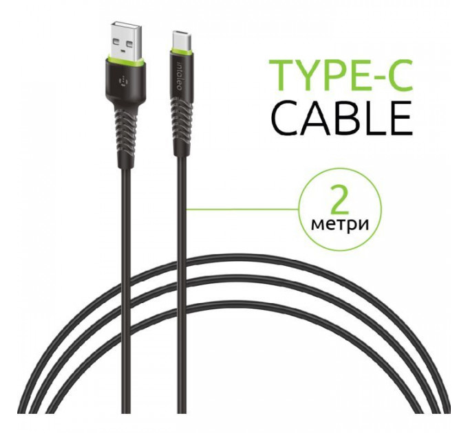 Дата кабель USB 2.0 AM to USB-C 2.0m CBFLEXT2 Black Intaleo (1283126521423)
