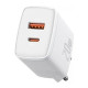 Зарядний пристрій Baseus Compact Quick Charger U+C 20W EU White (CCXJ-B02)