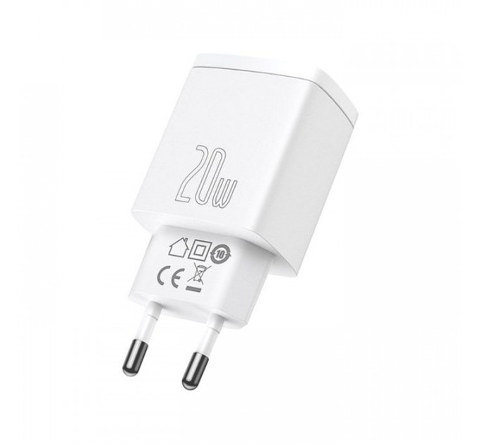 Зарядний пристрій Baseus Compact Quick Charger U+C 20W EU White (CCXJ-B02)