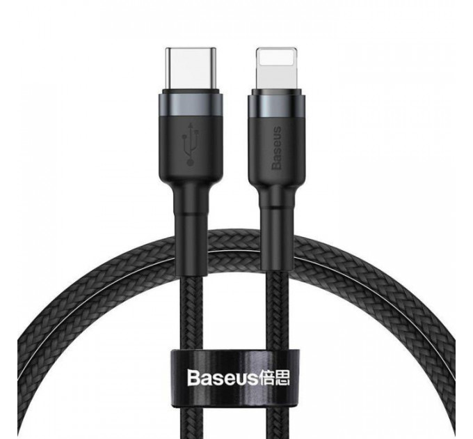 Дата кабель USB-C to Lightning 1.0m 18W 2.1A Cafule Black-Grey Baseus (CATLKLF-G1)
