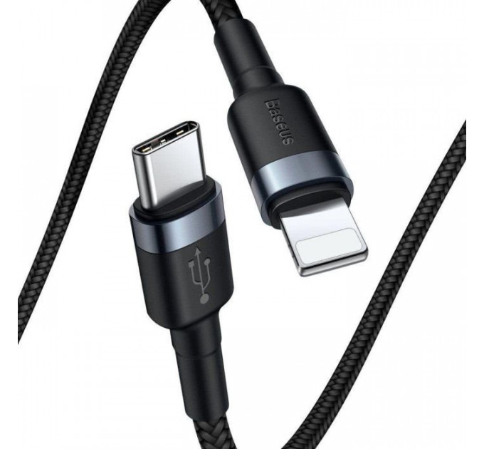 Дата кабель USB-C to Lightning 1.0m 18W 2.1A Cafule Black-Grey Baseus (CATLKLF-G1)