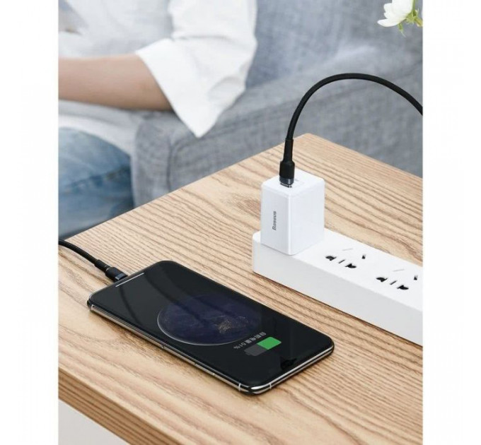 Дата кабель USB-C to Lightning 1.0m 18W 2.1A Cafule Black-Grey Baseus (CATLKLF-G1)
