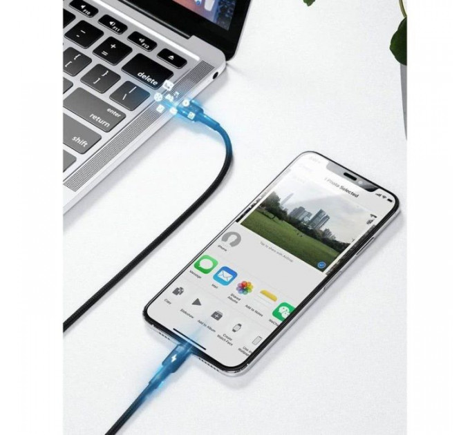 Дата кабель USB-C to Lightning 1.0m 18W 2.1A Cafule Black-Grey Baseus (CATLKLF-G1)