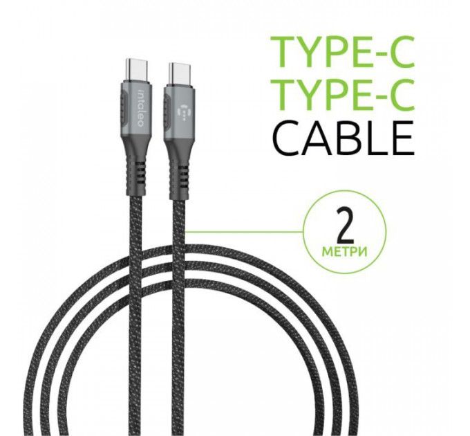 Дата кабель USB-C to USB-C 2.0m CBGPD100WTT2 100W Intaleo (1283126559570)