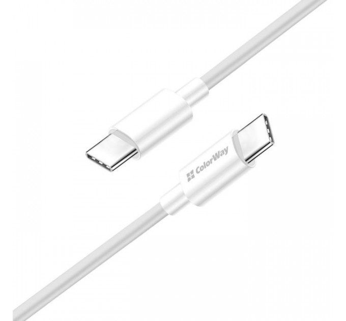 Дата кабель USB-C to USB-C 1.0m 5A 100W white ColorWay (CW-CBPDCC058-WT)