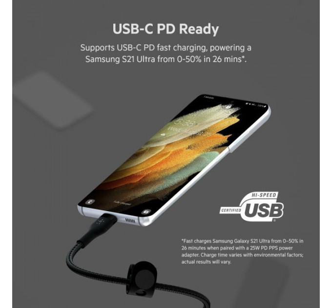 Дата кабель USB-C to USB-C 1.0m Belkin (CAB011BT1MBK)