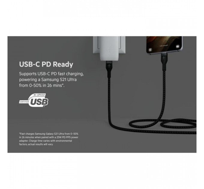 Дата кабель USB-C to USB-C 1.0m Belkin (CAB011BT1MBK)