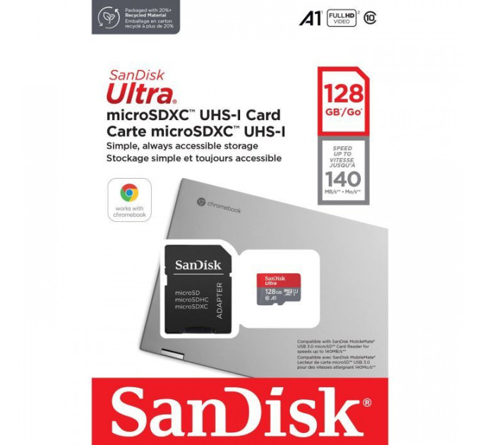 Карта памяти SanDisk 128GB microSD class 10 UHS-I Ultra (SDSQUAB-128G-GN6MA)