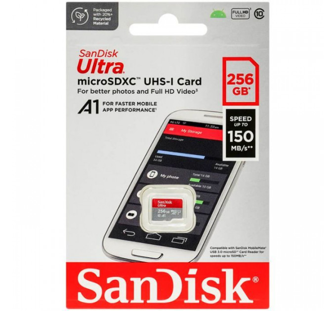 Карта пам/'яті SanDisk 256GB microSD class 10 UHS-I Ultra (SDSQUAC-256G-GN6MN)