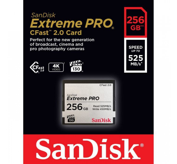 Карта памяти SanDisk 256GB CFast 2.0 Extreme Pro (SDCFSP-256G-G46D)