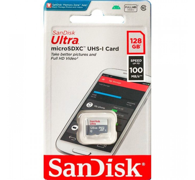 Карта памяти SanDisk 128GB microSDXC class 10 UHS-I Ultra (SDSQUNR-128G-GN3MN)