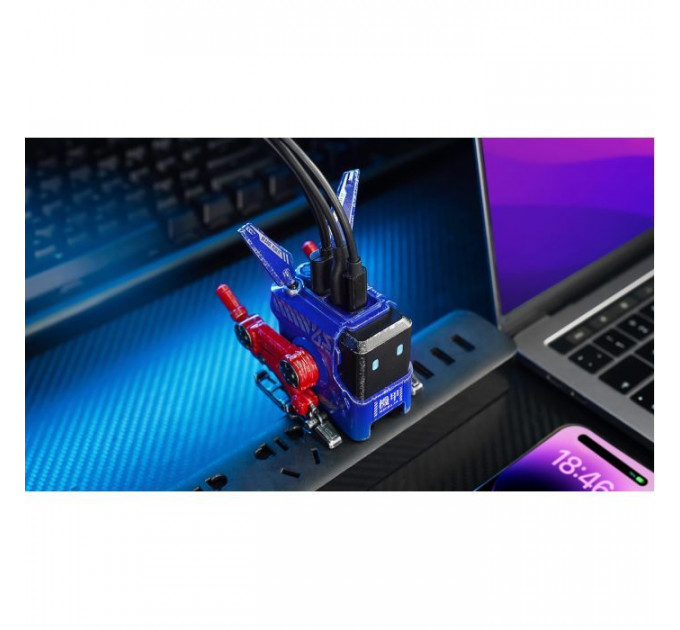 Зарядний пристрій GravaStar Alpha65 65Вт 2XUSB-C\/USB-A War-Damaged Blue (GRAVASTARA65_OPP_EUK)