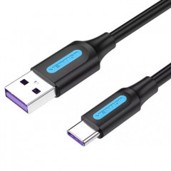 Дата кабель USB 2.0 AM to USB-C 0.5m 5.0A (25W) PVC black VENTION (CORBD)