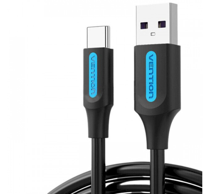 Дата кабель USB 2.0 AM to USB-C 0.5m 5.0A (25W) PVC black VENTION (CORBD)
