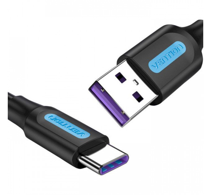 Дата кабель USB 2.0 AM to USB-C 0.5m 5.0A (25W) PVC black VENTION (CORBD)