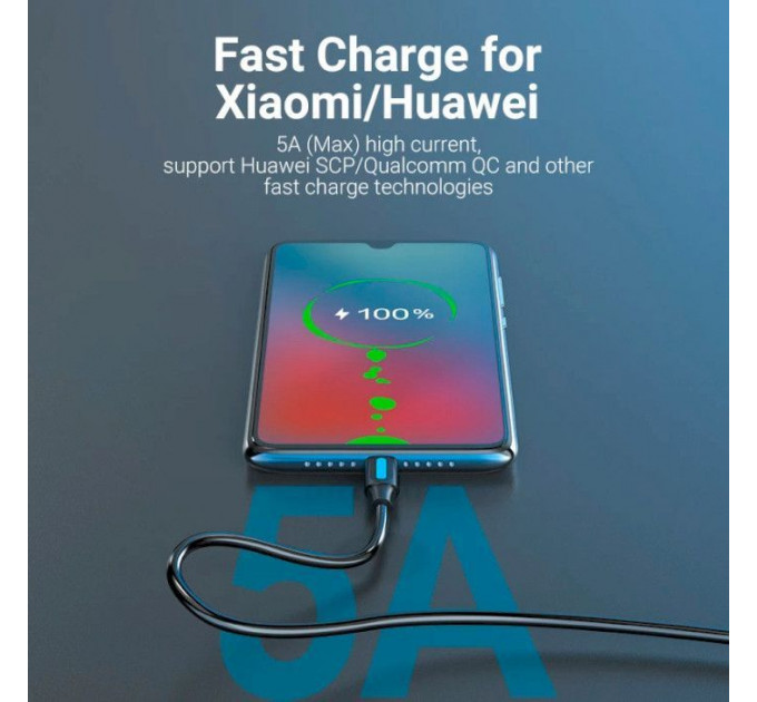 Дата кабель USB 2.0 AM to USB-C 0.5m 5.0A (25W) PVC black VENTION (CORBD)