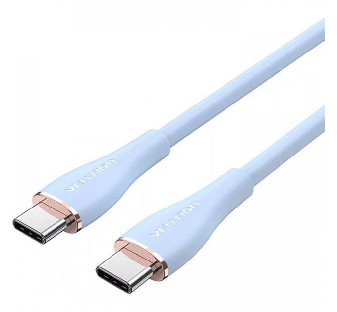 Дата кабель USB-C to USB-C 1.0m USB2.0 100W (20V\/5A) Light Blue Silicone VENTION (TAWSF) Дата кабель USB-C to USB-C 1.0m USB2.0 100W (20V\/5A) Light Blue Silicone VENTION (TAWSF)
