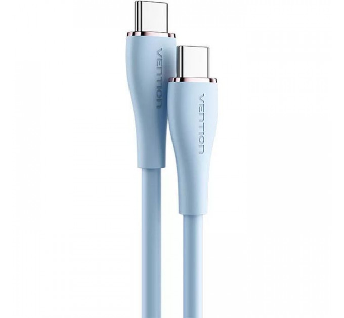 Дата кабель USB-C to USB-C 1.0m USB2.0 100W (20V\/5A) Light Blue Silicone VENTION (TAWSF)