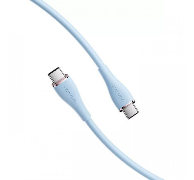 Дата кабель USB-C to USB-C 1.0m USB2.0 100W (20V\/5A) Light Blue Silicone VENTION (TAWSF)