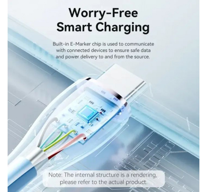 Дата кабель USB-C to USB-C 1.0m USB2.0 100W (20V\/5A) Light Blue Silicone VENTION (TAWSF)