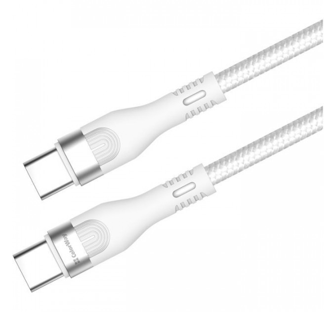 Дата кабеля USB-C to USB-C 1.0m (PD Fast Charging 240W) 5А white ColorWay (CW-CBPDCC065-WT)