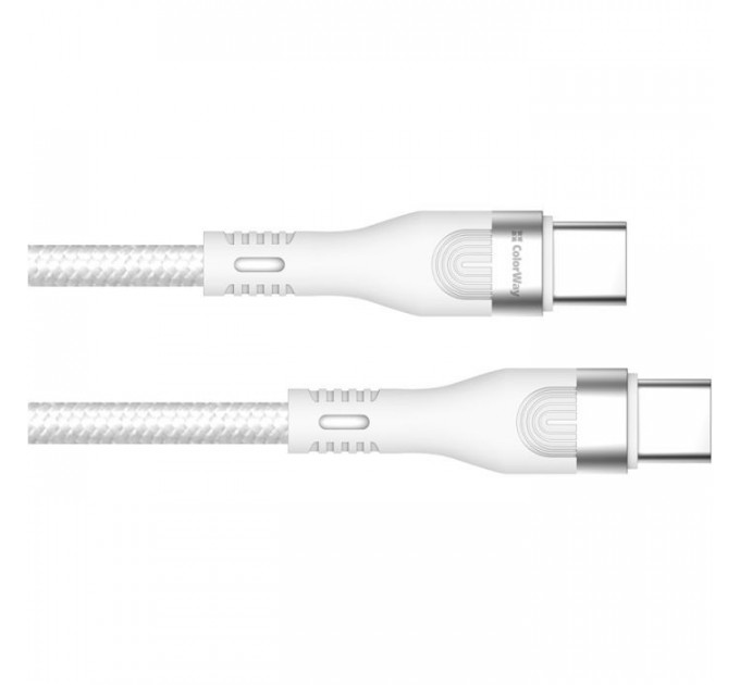 Дата кабеля USB-C to USB-C 1.0m (PD Fast Charging 240W) 5А white ColorWay (CW-CBPDCC065-WT)