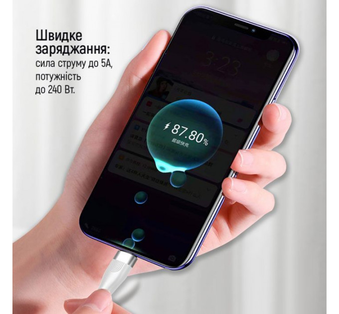 Дата кабеля USB-C to USB-C 1.0m (PD Fast Charging 240W) 5А white ColorWay (CW-CBPDCC065-WT)