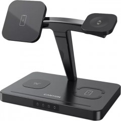 Зарядний пристрій Canyon wireless charger WS-404 15W 4in1 Black (CNS-WCS404)