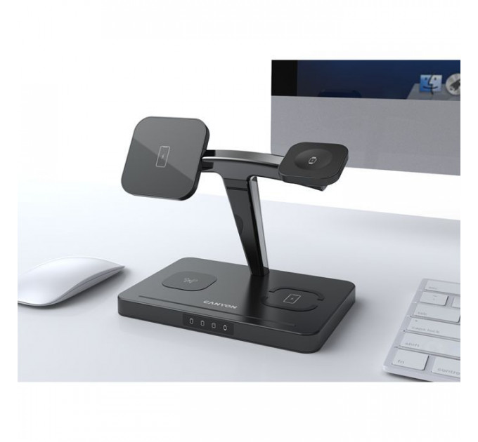 Зарядний пристрій Canyon wireless charger WS-404 15W 4in1 Black (CNS-WCS404)