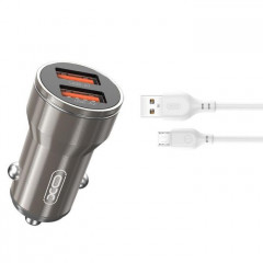 Зарядний пристрій XO CC48 2.4A\/2 USB + microUSB Grey (XO-CC48m-GR)