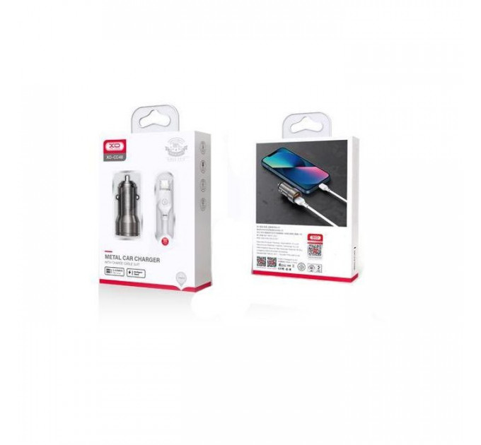 Зарядний пристрій XO CC48 2.4A\/2 USB + microUSB Grey (XO-CC48m-GR)