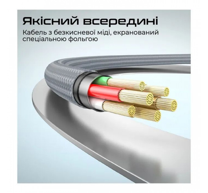 Дата кабель USB-C to USB-C 1.2m Promate (springy.grey)