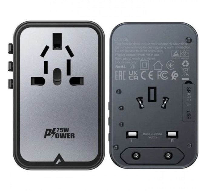 Зарядний пристрій Acefast 5xUSB 75W (3xUSB-C + 2xUSB-A) Gan Z1 Fast Charger (6974316282495)
